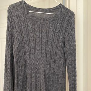 Gray sweater with knitted detailing